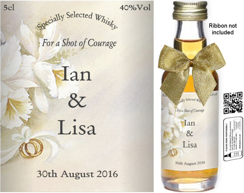 Personalised Alcohol Miniatures | Wedding Favour Label 04